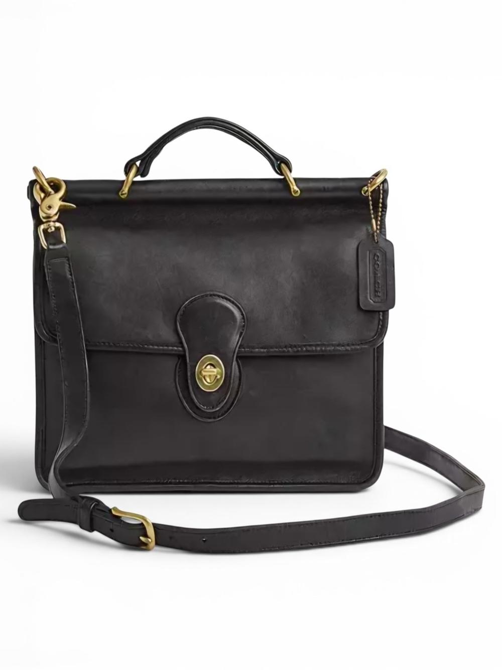 Vintage Coach Willis Black Leather  Crossbody